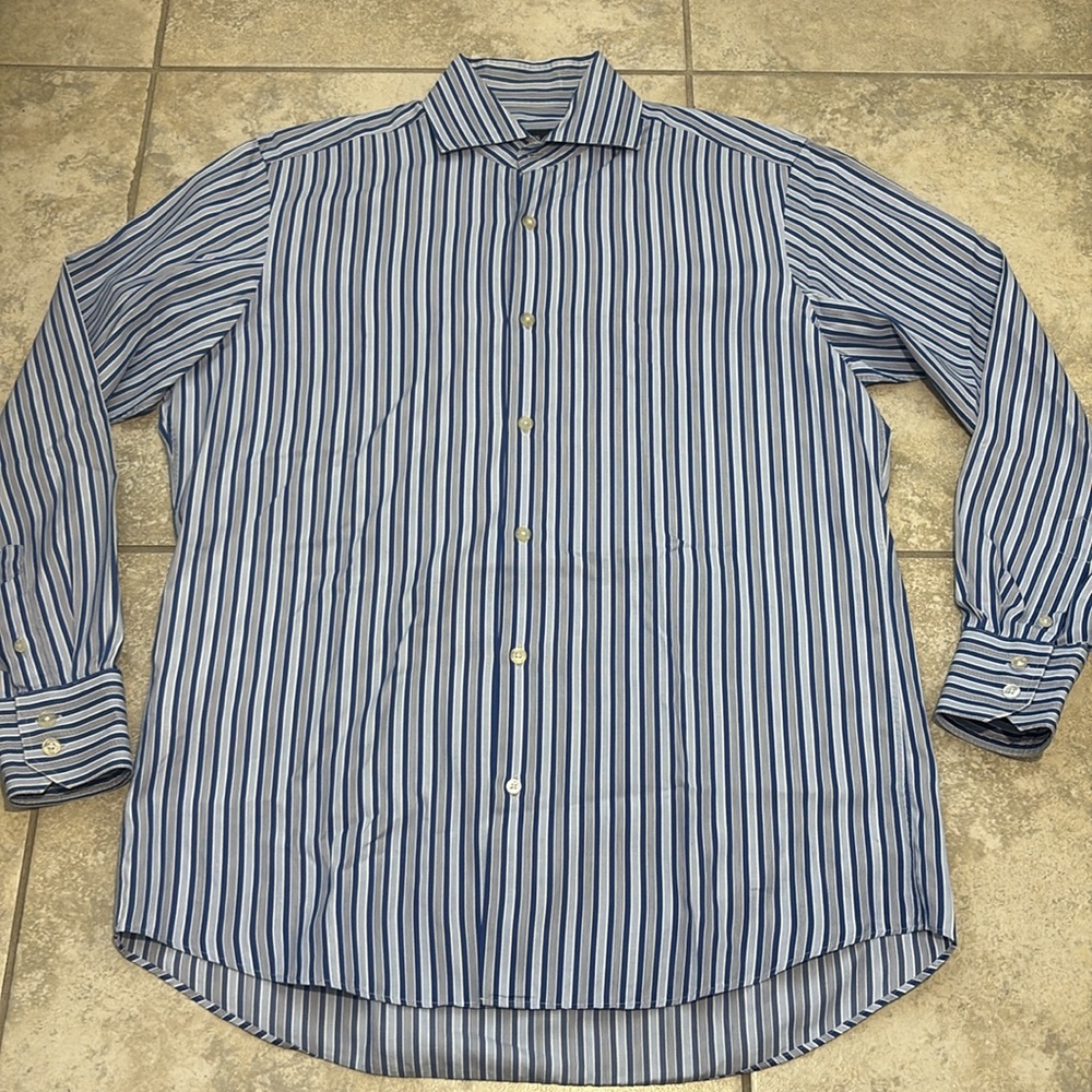Boss Men's Dress Shirts - Navy, Pink, and Blue Stripes - Picture 2 of 16
